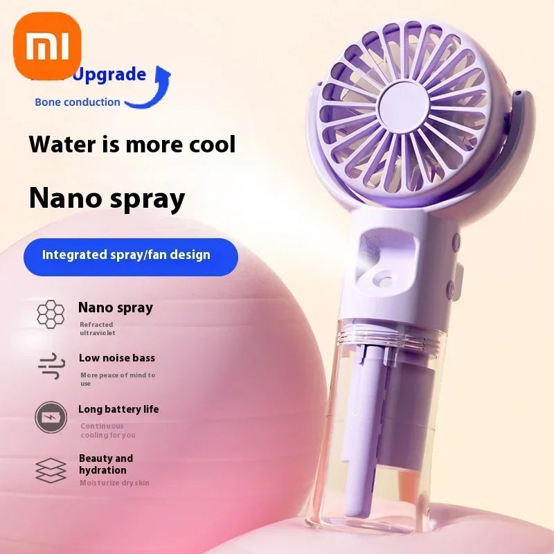Xiaomi Portable Humidifier Fan Mini Handheld Misting Fan Portable Rechargeable Handheld Fan with Humidifier Mini Water Spray Fan