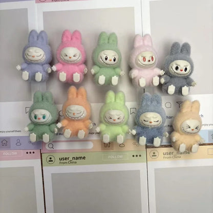 Mini flocking rag cloth doll accessories accessories sitting posture glue-enameled baby doll macaron color blind box pendant