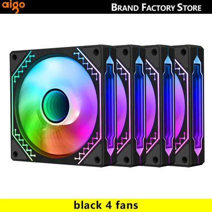 aigo Air12s PC Case Fan 12cm 4Pin 5V 3Pin ARGB Cyclic Mirror Light Effect PWM CPU 120mm Cooling Fan infinite space ventilador