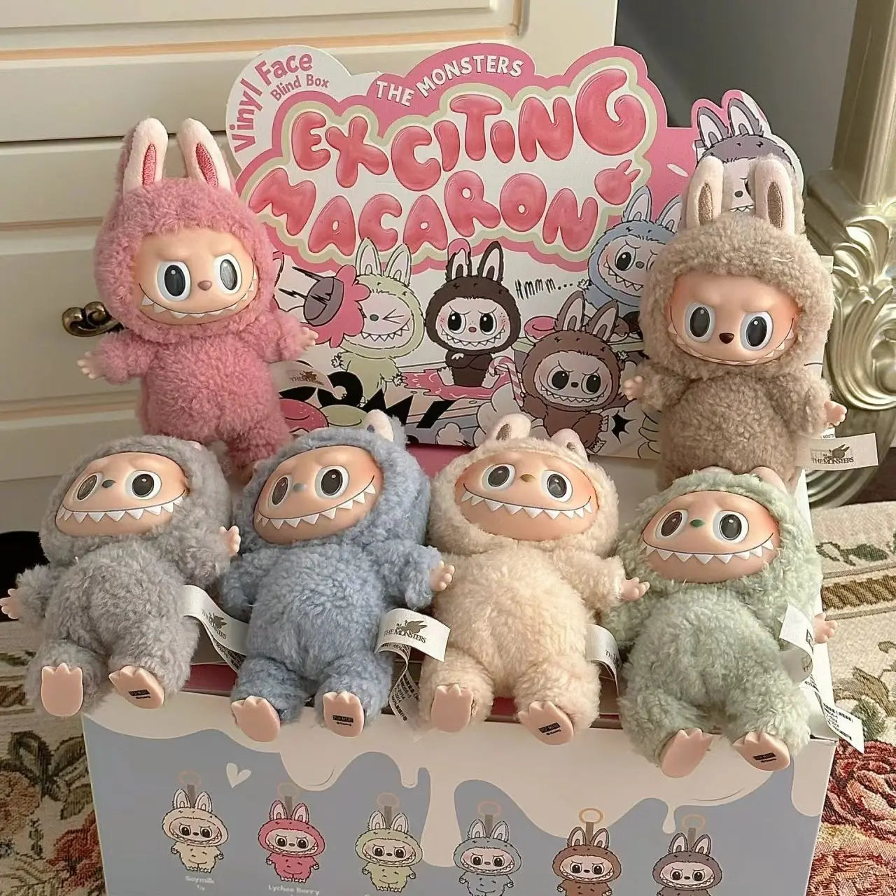 2024 New Hot Selling Labubu Pulley Cloth Handmade Sitting Party Vinyl Plush Blind Box Cute Doll Toy Gift Decorative Ornaments