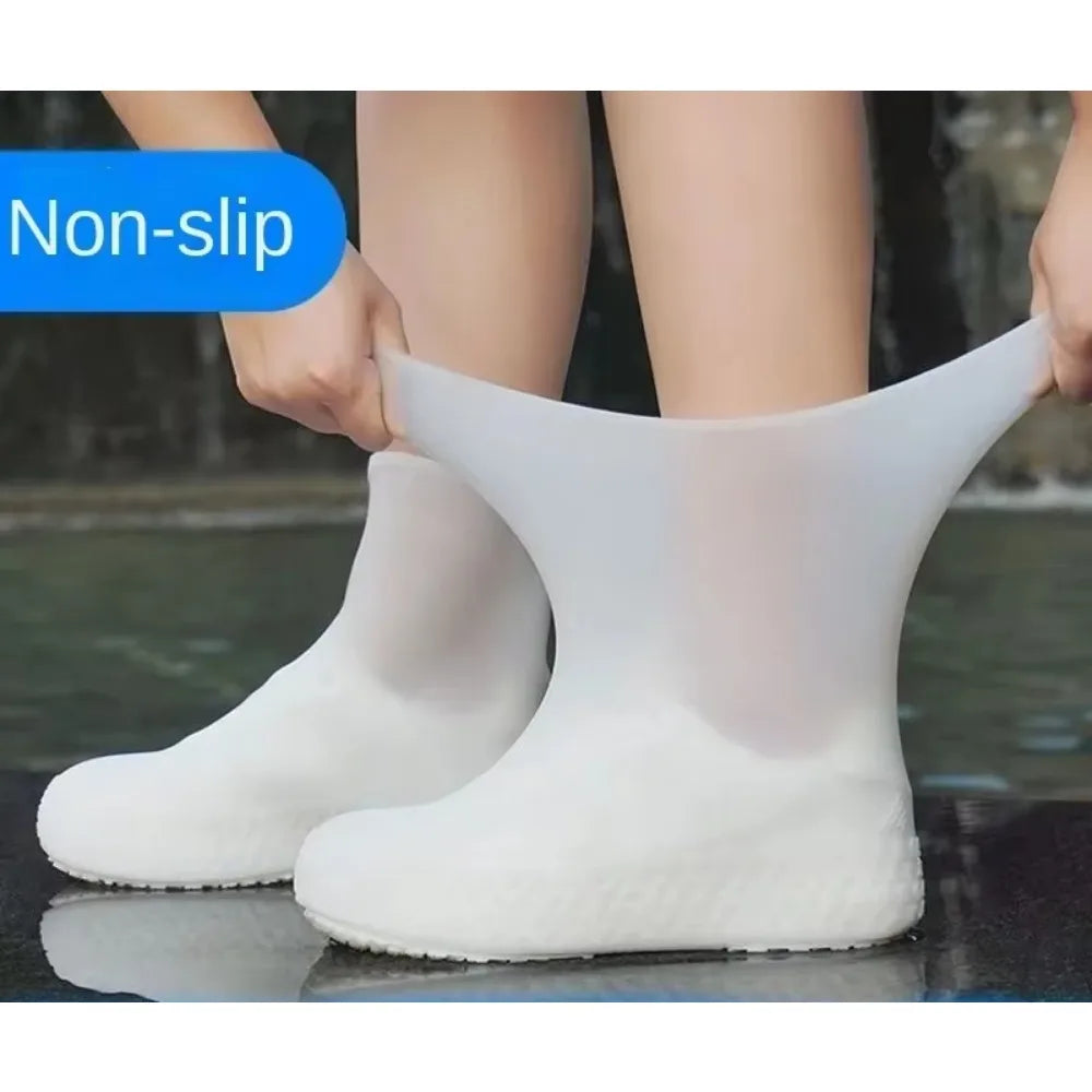 1 Pair Silicone WaterProof Shoe Covers lip-resistant Rubber Rain Boot Rain Gear Overshoes Accessories For Outdoor Rainy Day