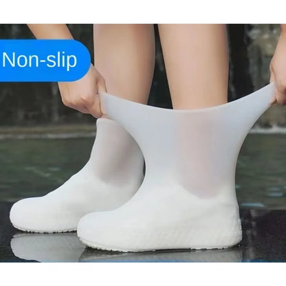 1 Pair Silicone WaterProof Shoe Covers lip-resistant Rubber Rain Boot Rain Gear Overshoes Accessories For Outdoor Rainy Day