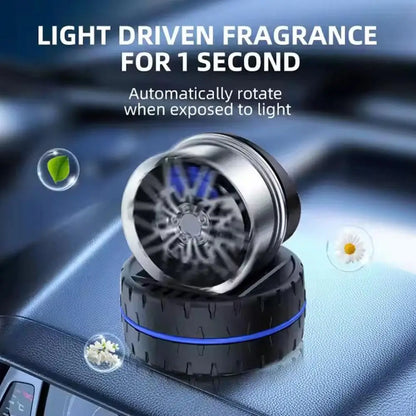 Air Freshener Diffuser Solar Powered Rotating Car Purifier Simulated Wheels Wheel Shape Fragrance Auto Aroma Diffuser Home Deco