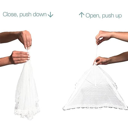 Foldable Food Mesh Cover Folding Food Cover Tent Dome Net Umbrella Picnic Kitchen Mesh Anti Fly Mosquito Umbrella Kitchen Gadget