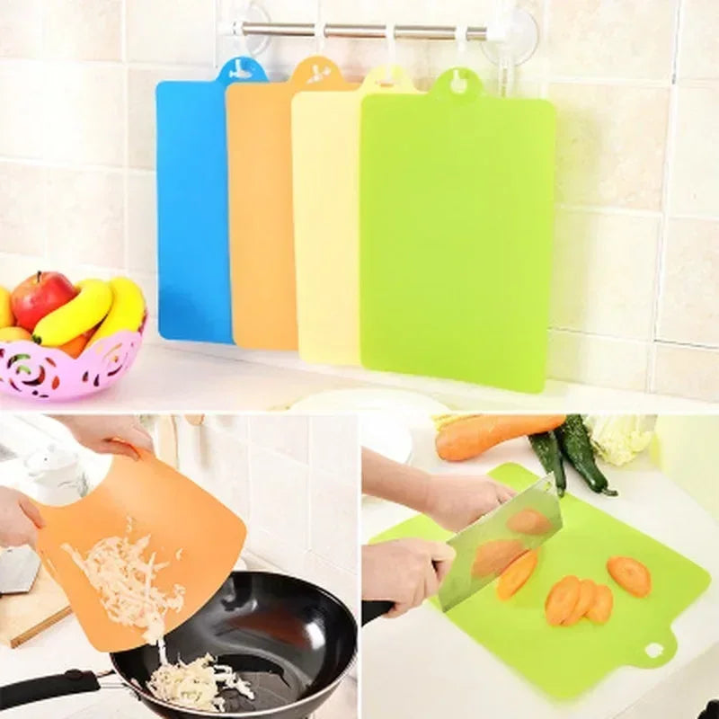 Household Kitchen Tool Random Color Cooking Solid Color Flexible Plastic Cutting Board Food Slice Cut Chopping Block Accessories