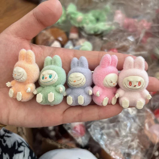 Mini flocking rag cloth doll accessories accessories sitting posture glue-enameled baby doll macaron color blind box pendant