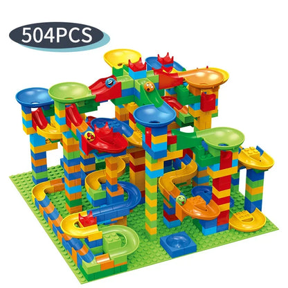 Children's Slide Small Block Block Assembly Particles DIY Educational Toy Small Size Building Blocks Maze Ball Assemble Toys