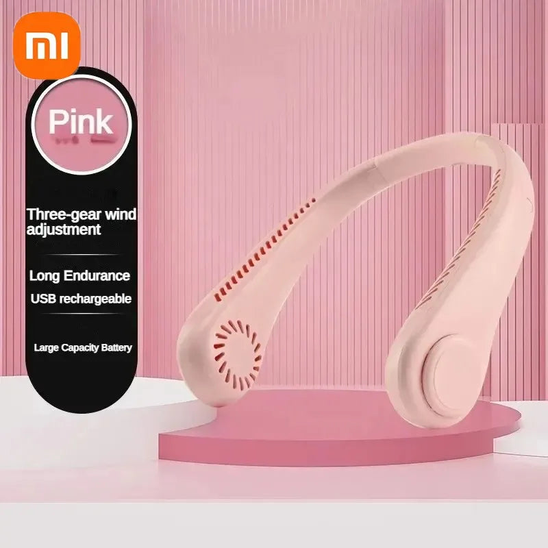 Xiaomi New USB Bladeless Wrap-around Vents Rechargeable Neck Fan 360 Degree Neck Fan Portable Cooling Fan