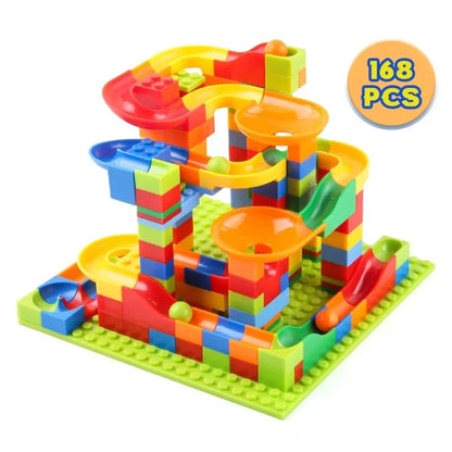 Children's Slide Small Block Block Assembly Particles DIY Educational Toy Small Size Building Blocks Maze Ball Assemble Toys