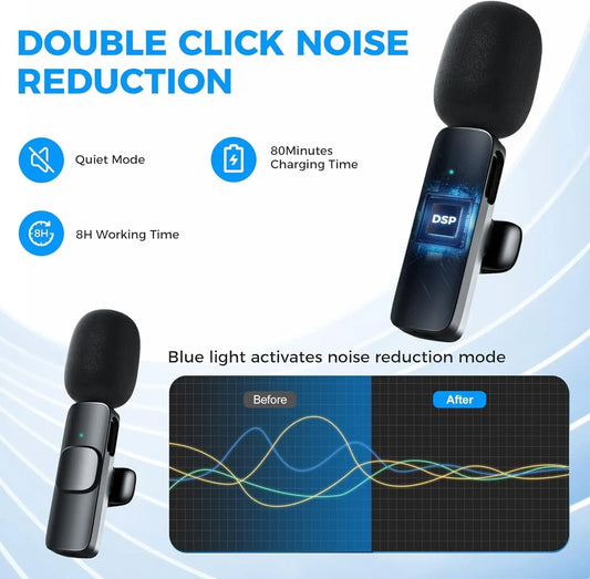 Wireless Lavalier Microphone for iPhone Recording Mic for Video Podcast Vlog YouTube Mini Microphone for iPhone 16/14/13/12/SE ﻿