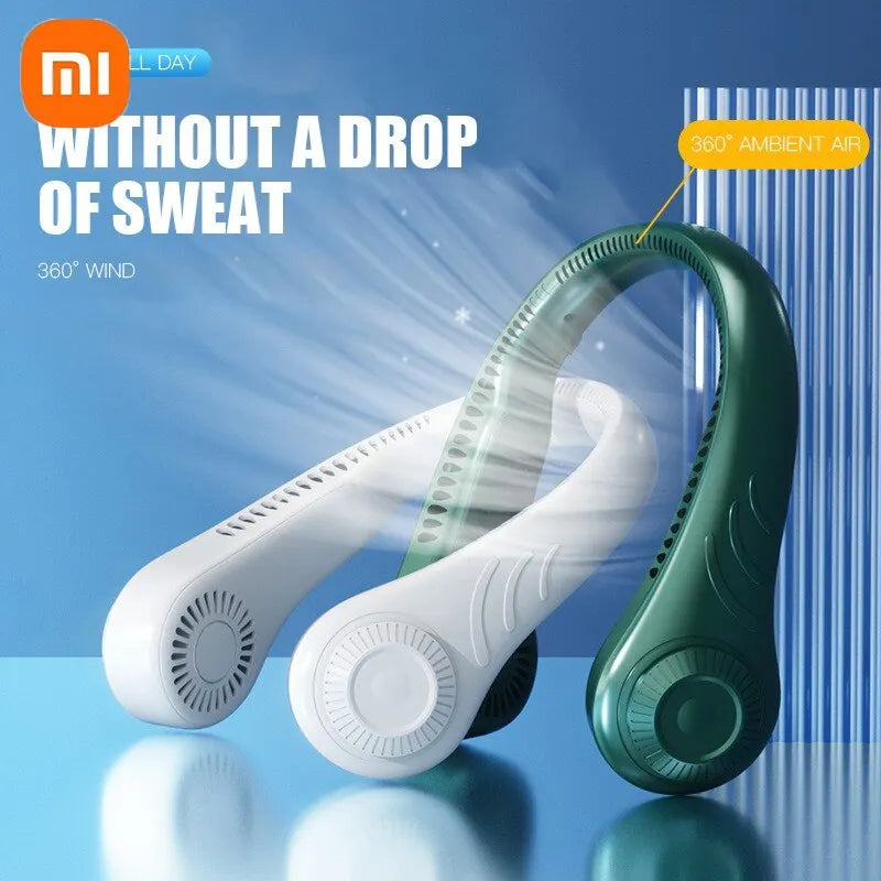 Xiaomi New USB Bladeless Wrap-around Vents Rechargeable Neck Fan 360 Degree Neck Fan Portable Cooling Fan