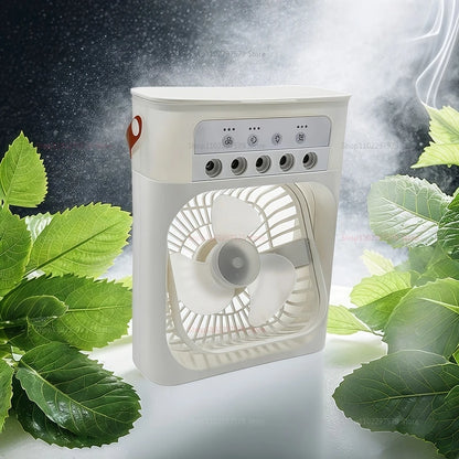 New 3 in 1 Portable Air Conditioner Fan with LED Night Light Portable Fan Five Hole Spray Fan Small Humidifier Air Cooler