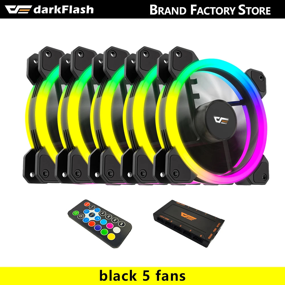 Darkflash DR11 Rgb Fan Ventoinha PC Controladora 120mm Computer Case Fan Kit 6pin Water Cooler CPU Cooling Fans Argb Ventilador