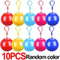 1/10PCS Portable Raincoats Balls with Hook Disposable Waterproof Rain Ponchos Outdoor Hiking Camping Emergency Rain Coats Balls