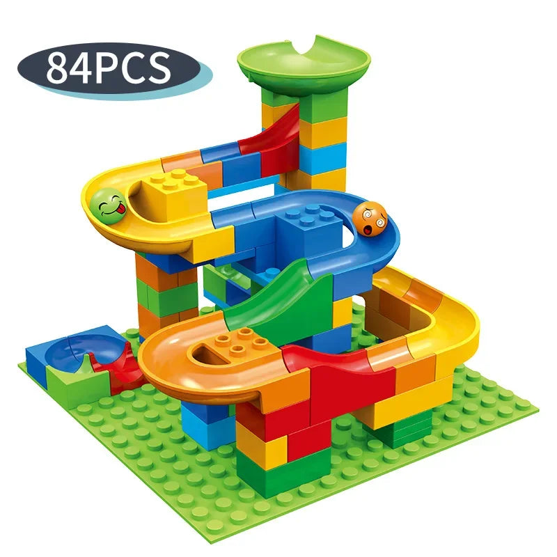 Children's Slide Small Block Block Assembly Particles DIY Educational Toy Small Size Building Blocks Maze Ball Assemble Toys