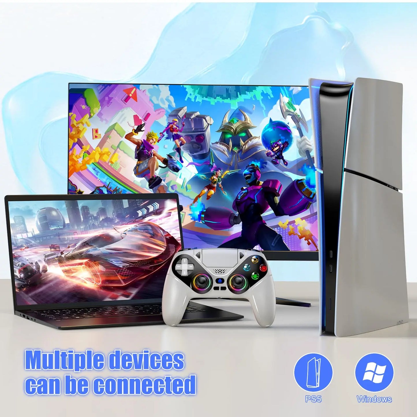 Gamepad for PS5/PC Gaming Controllers Handle Hall Effect Triggers RGB Turbo Vibration Touch Programmable Buttons Game Controller