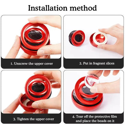 Solar Power Car Perfume Car Air Freshener Solar Ornaments Rotating Aromatherapy Perfume Ornaments Creative Car Diffuser
