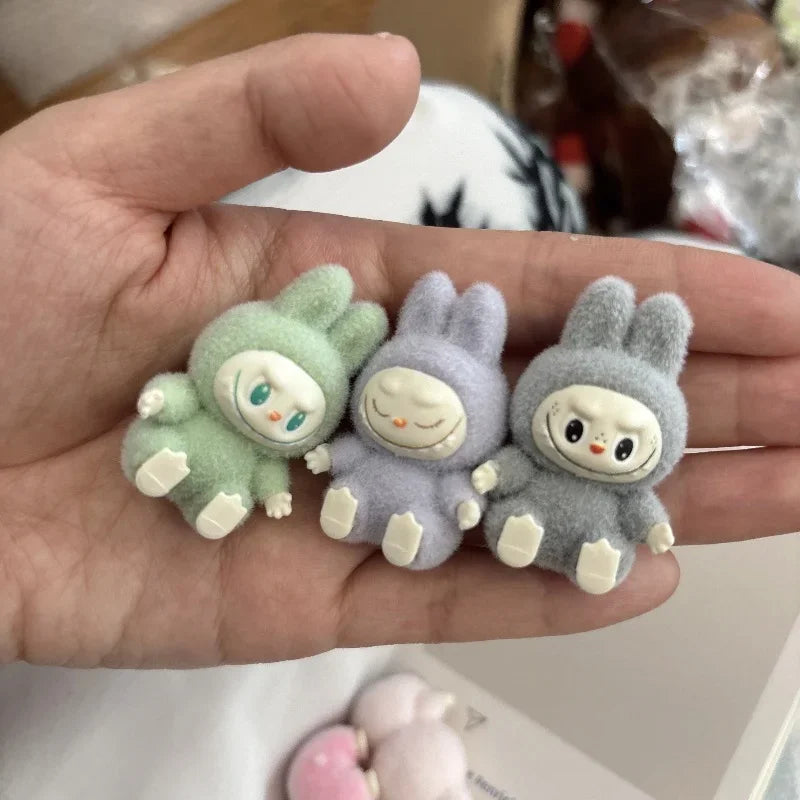 Mini flocking rag cloth doll accessories accessories sitting posture glue-enameled baby doll macaron color blind box pendant