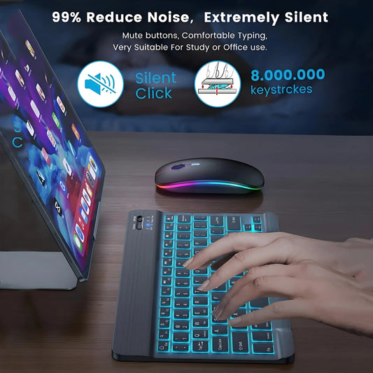 Mini Bluetooth Keyboard Wireless gaming Mouse Keyboard Rainbow Backlit RGB Keyboard For iPad Phone Tablet Android iOS Windows