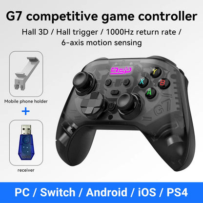 G7 Gaming Controller Gamepad Wired/2.4G Wireless 1000Hz Hall Effect Buttons Asymmetric Vibration Multi-Platform Support